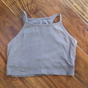 Taupe Ribbed Women's Workout Top